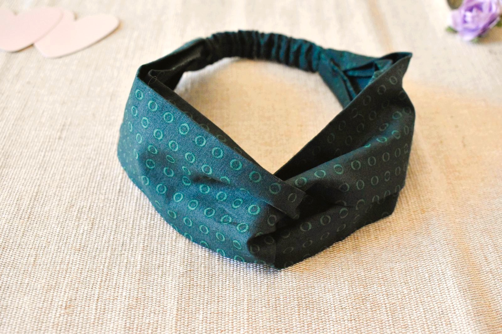 Nœud Papillon, Pochette, Chouchou et Bandeau - Vert Motifs Spirales – Image 6