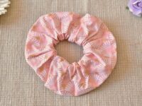 chouchou rose à motifs éventail
