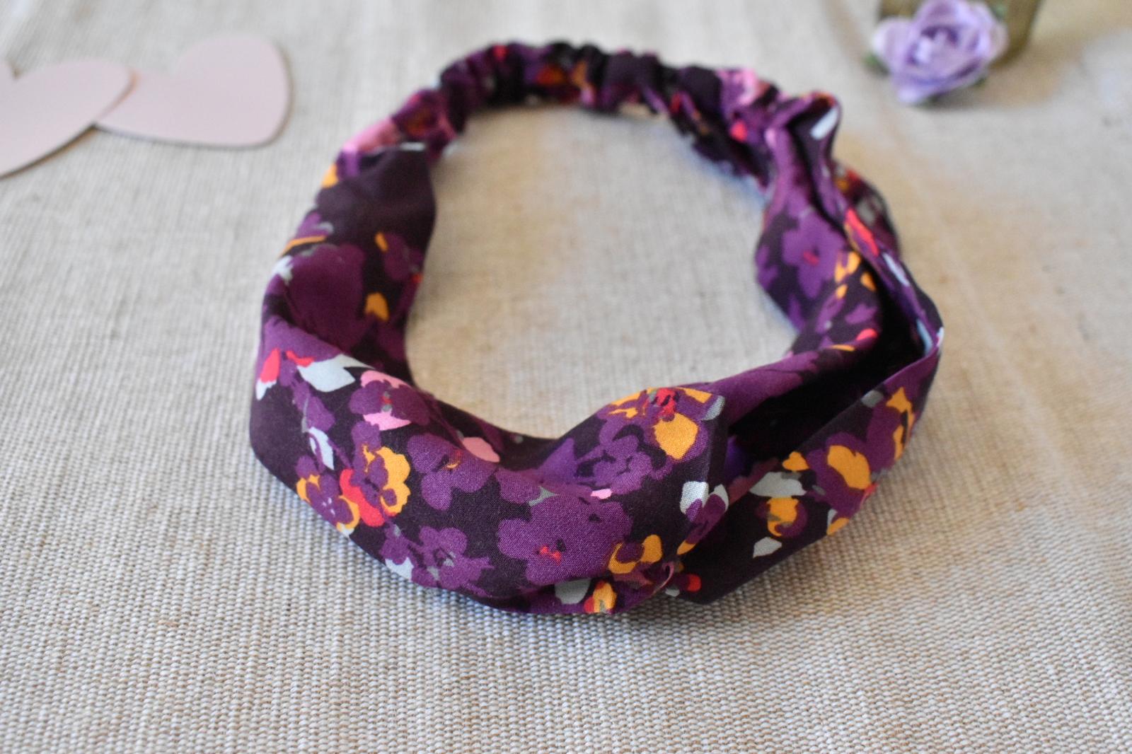Cravate, Pochette et Bandeau - Fleuris Tons Prune – Image 6