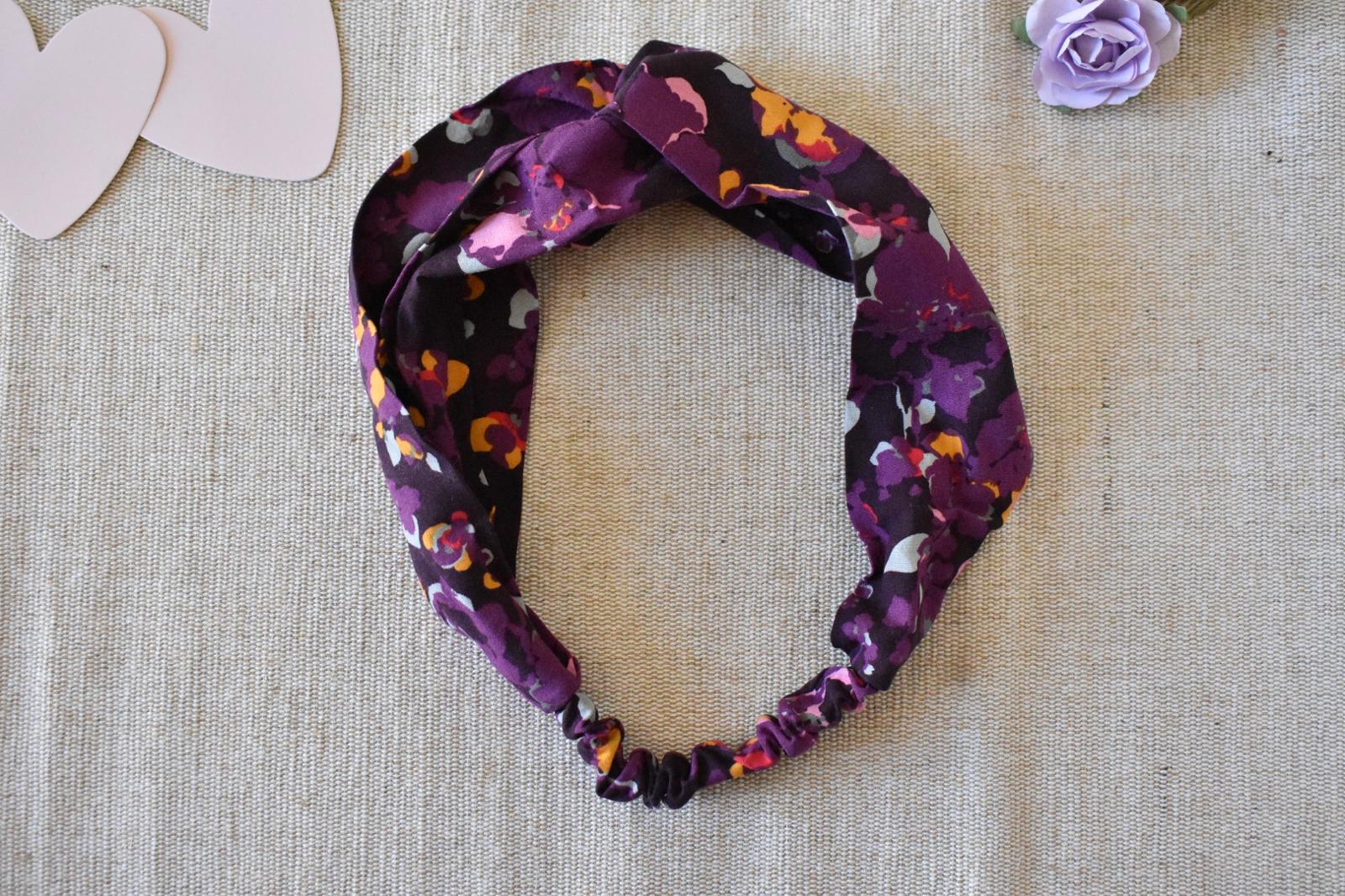 Cravate, Pochette et Bandeau - Fleuris Tons Prune – Image 5