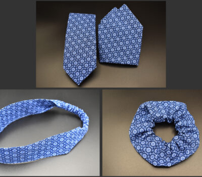 Ensemble Bleu marine Fleur Blanche Cravate