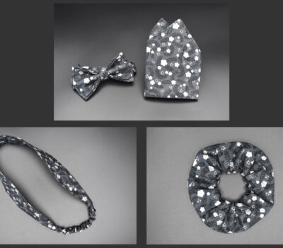 Ensemble Noir Fleurs Argent