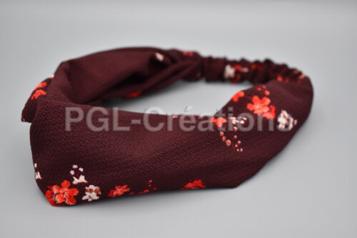 Bandeau crepe bordeaux à fleurs_2