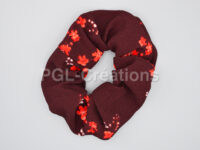 chouchou marron fleurs rouges