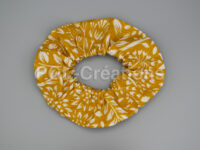 Chouchou en coton jaune motifs blanches