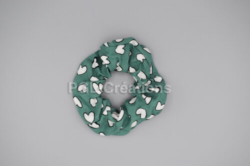 Chouchou Vert Motifs Coeurs 2