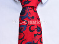 Cravate rouge Fleurs Bleues