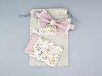 Nœud Papillon & Pochette - Rose Motif Floral