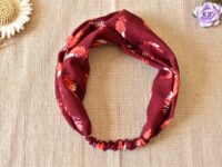 bandeau bordeaux motifs fleurs rouges