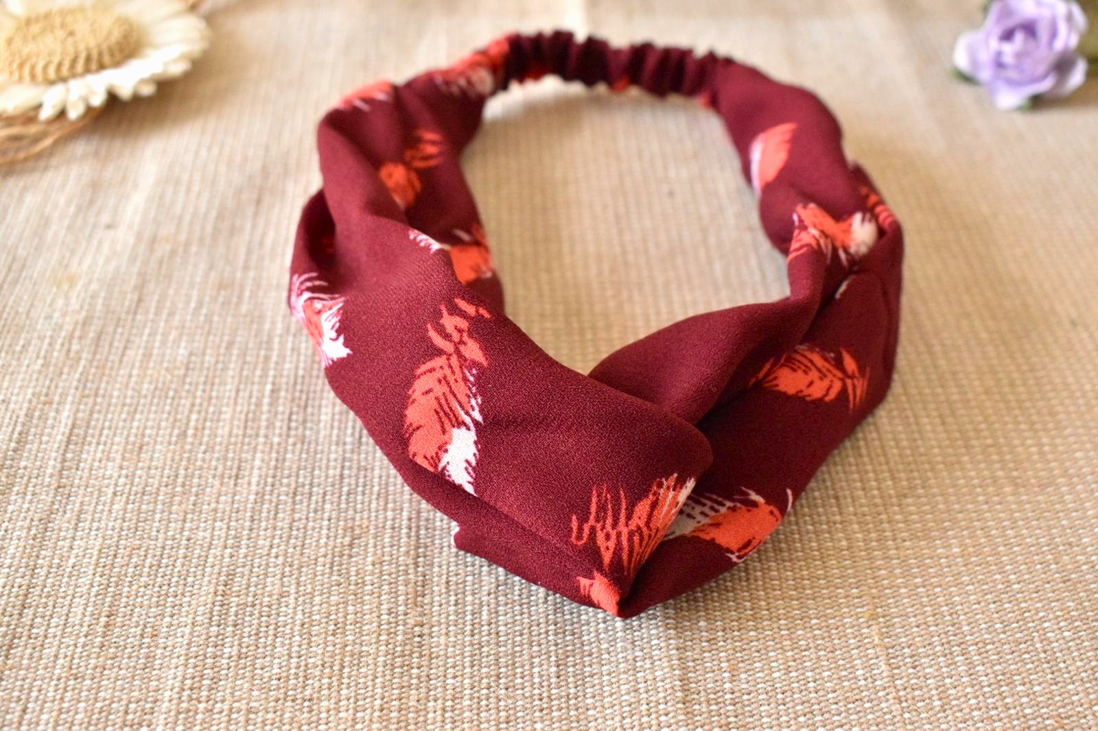 Bandeau - Bordeaux Motifs Rouges – Image 3