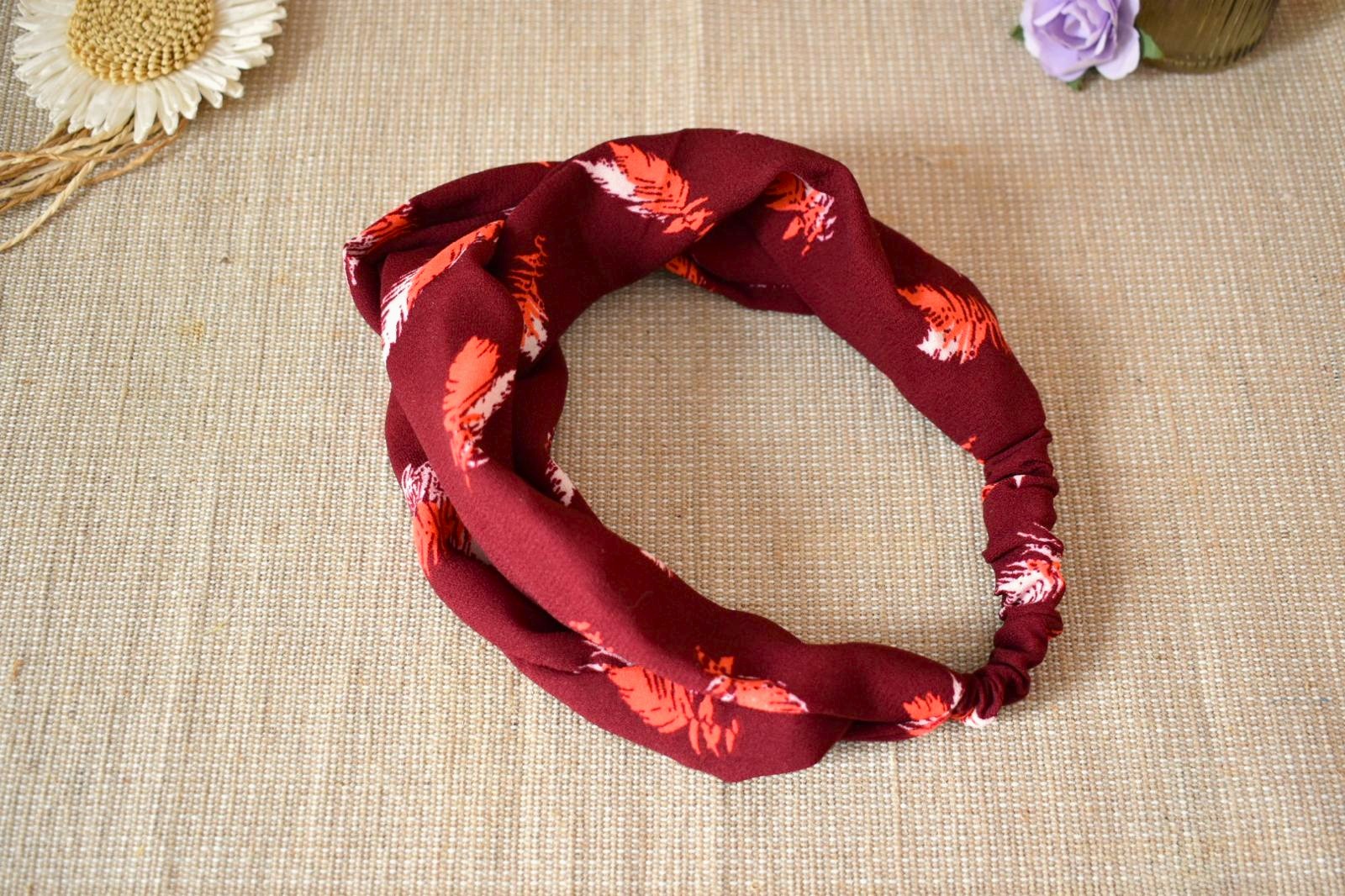 Bandeau - Bordeaux Motifs Rouges – Image 4