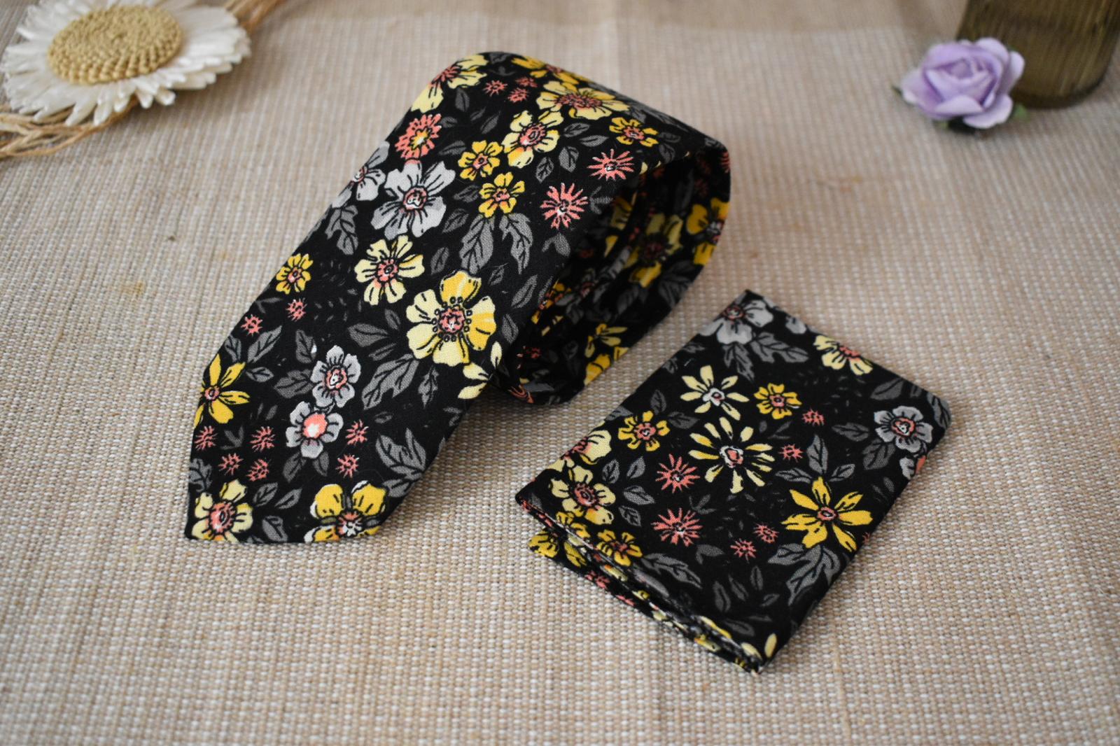 Cravate & Pochette - Noir Floral – Image 2