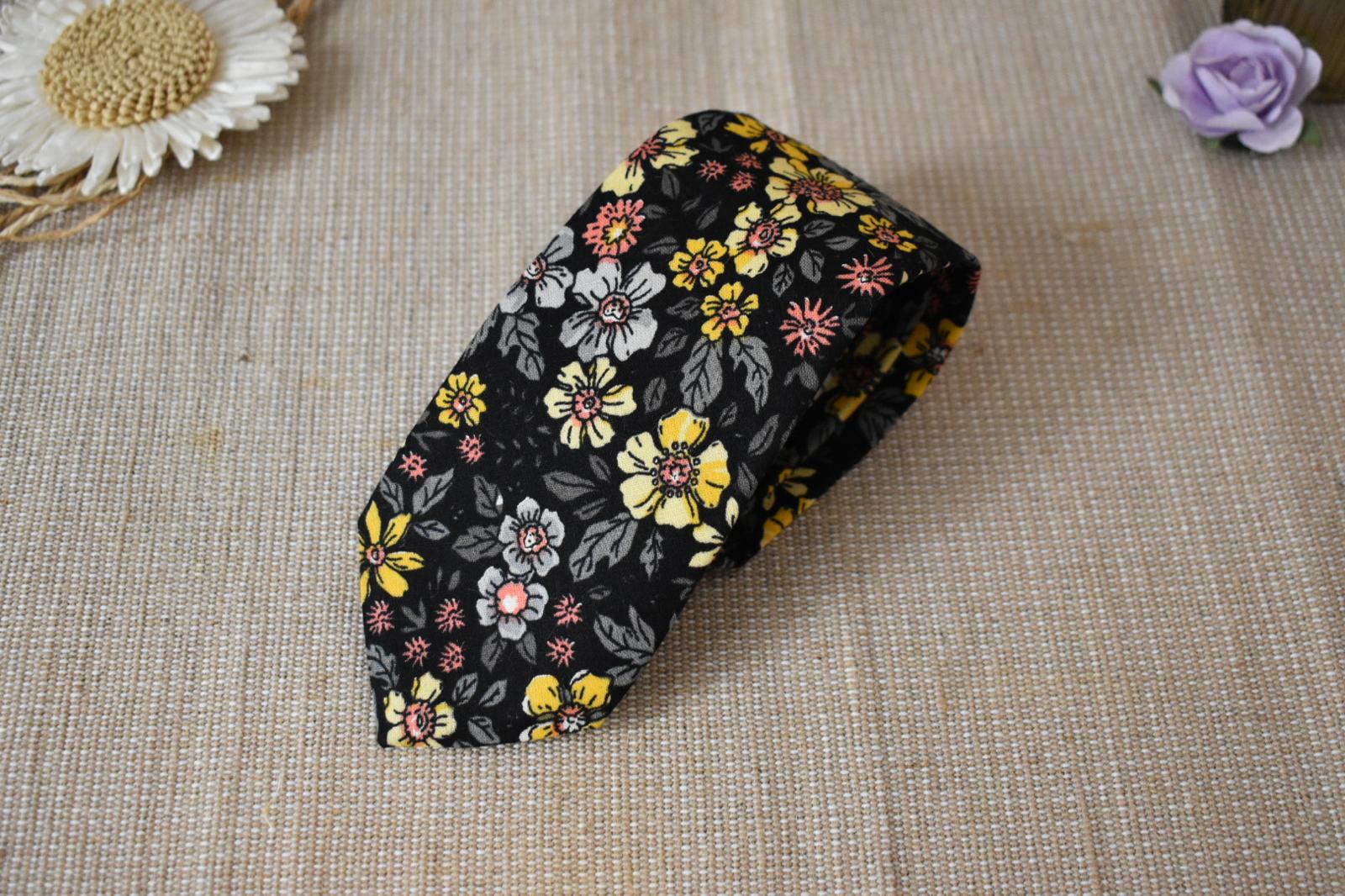 Cravate & Pochette - Noir Floral – Image 3