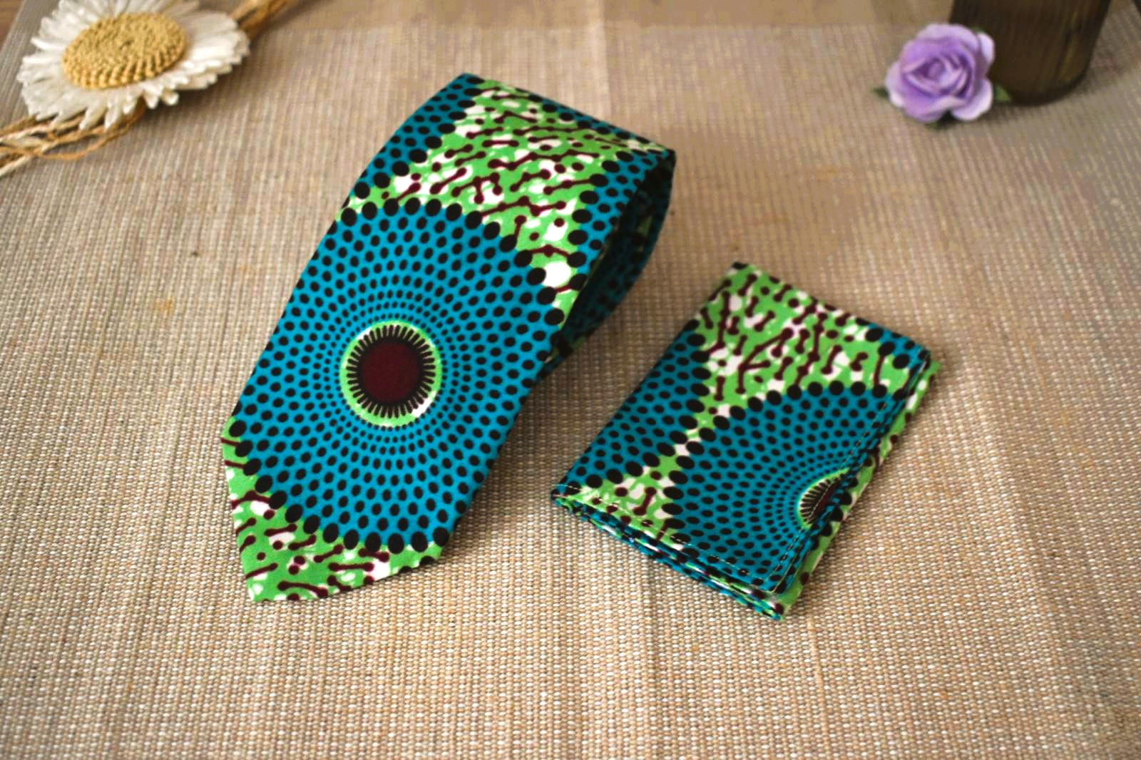 Cravate & Pochette - Wax Turquoise – Image 3