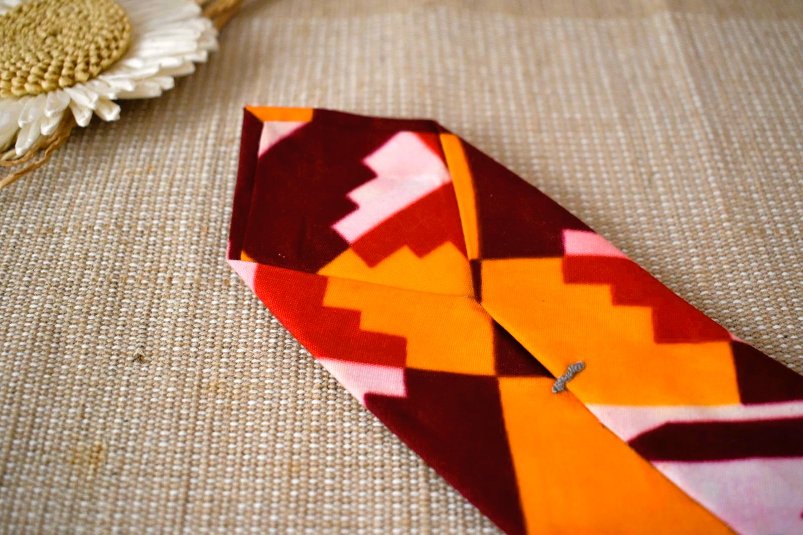 Cravate & Pochette - Wax Multicolore Orangée – Image 4