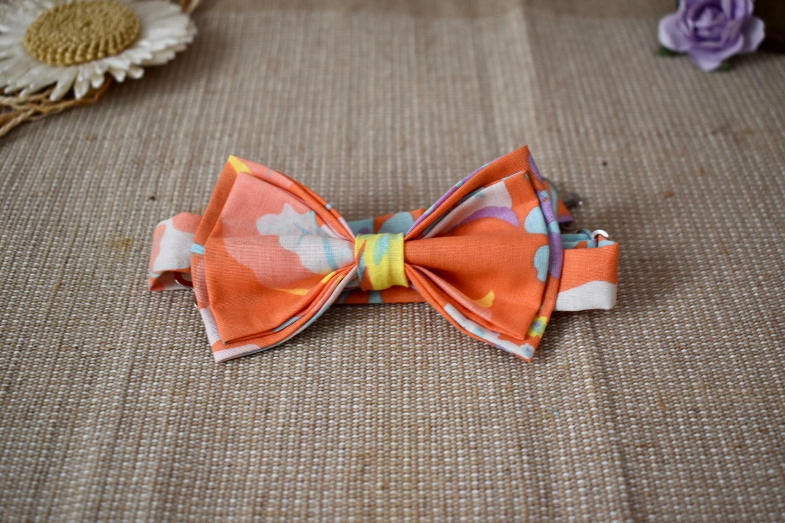 Nœud Papillon & Pochette - Orange Fleuri – Image 2