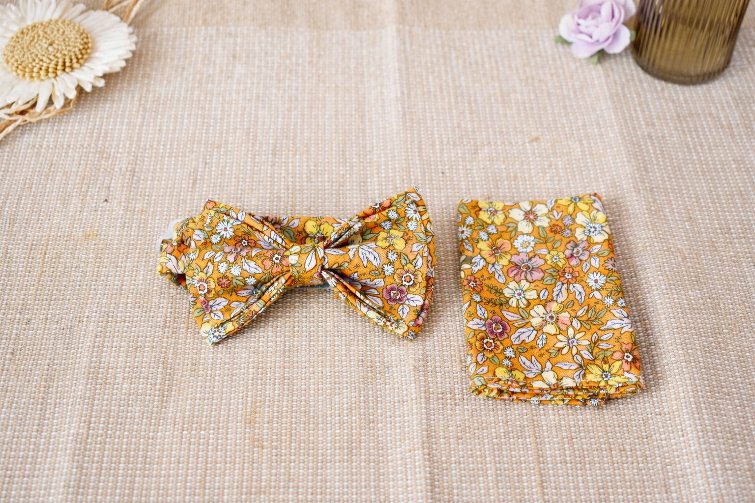 Nœud Papillon & Pochette - Fleuri aux Teintes Chaudes – Image 2