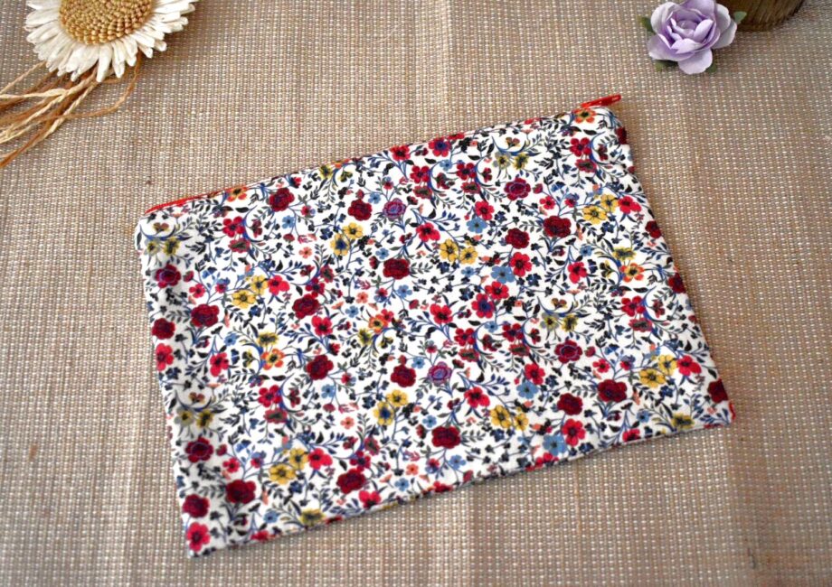 trousse coton fleurie
