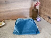 Trousse Velours - Vert Intérieur Jaune