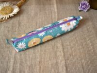 trousse fine fleurie turquoise