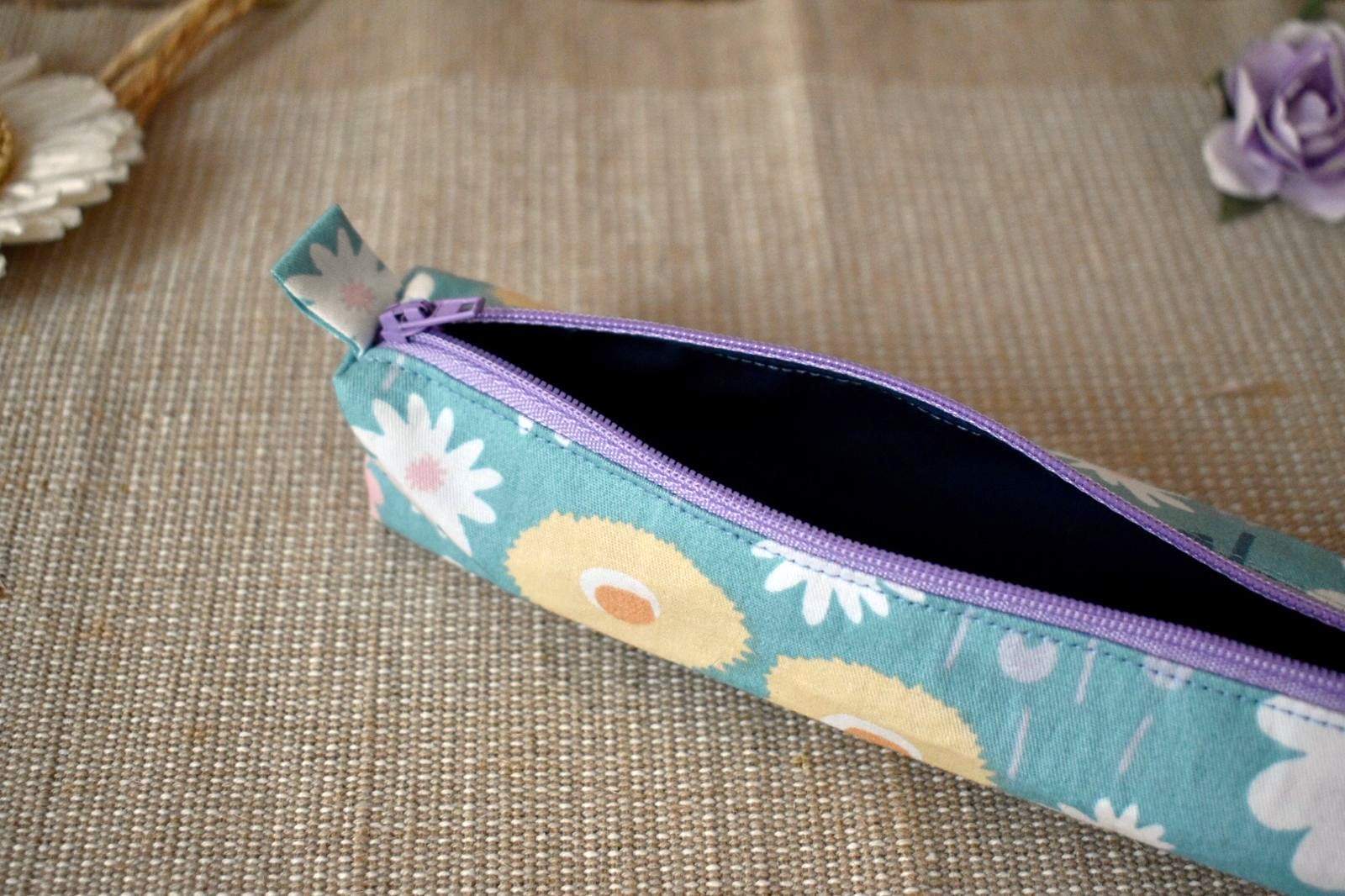 Trousse Fine- Fleurie Turquoise – Image 3